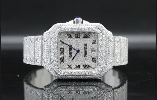 41MM Cartier Santos Moissanite Diamond Watch