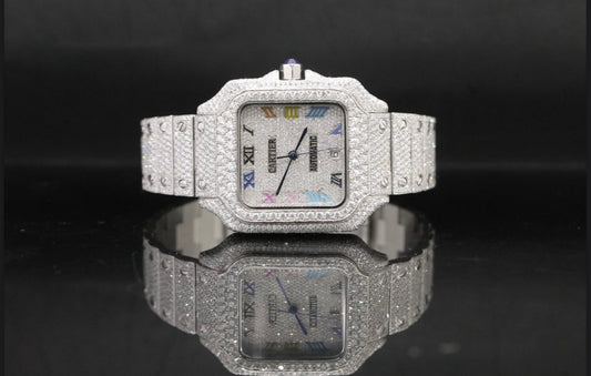 41MM Cartier Santos Moissanite Diamond Watch